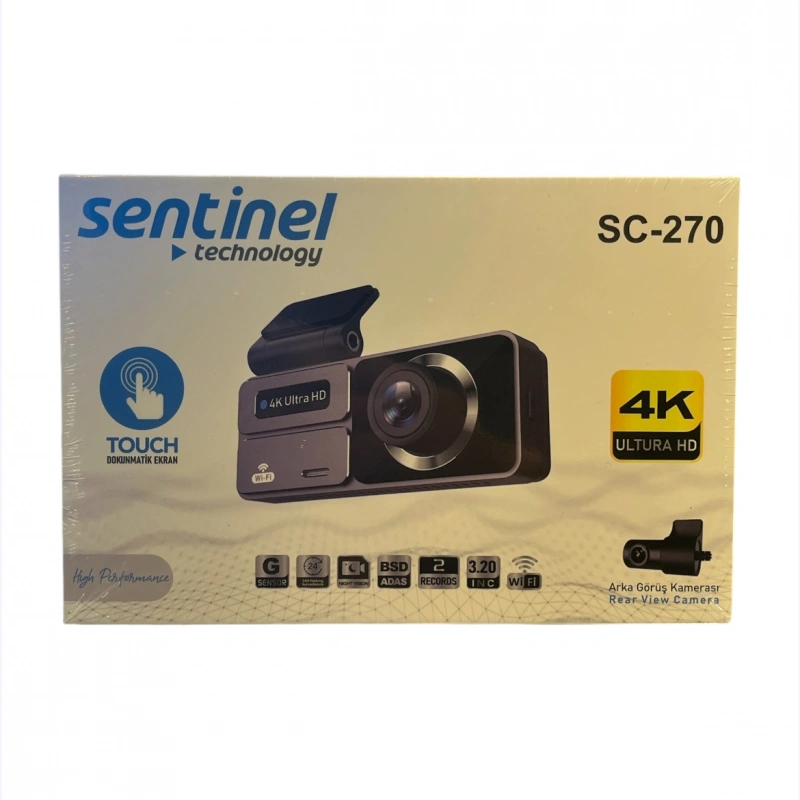 Sentinel SC-270 4K HDR Dokunmatik Ön-Arka Araç Kamerası