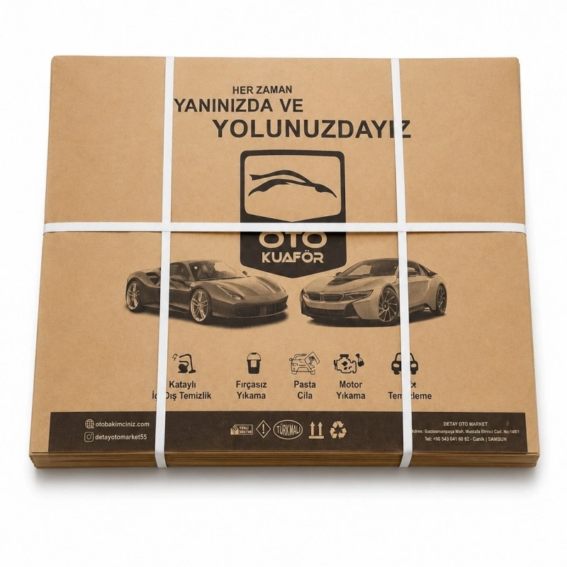 Kraft Araba Oto Paspas Kağıdı Baskılı 500 Adet 35x50 Cm