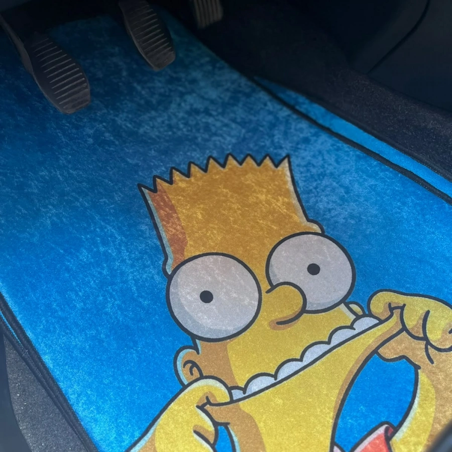 Simpson Mavi Dekor Halı Paspas 4lü