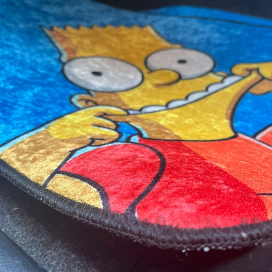 Simpson Mavi Dekor Halı Paspas 4lü