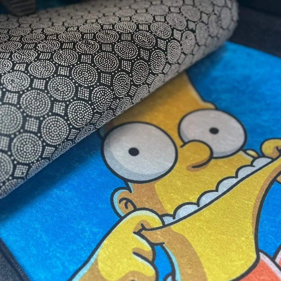 Simpson Mavi Dekor Halı Paspas 4lü