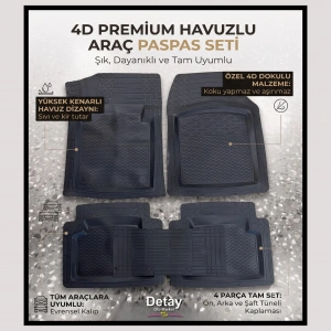 4D Havuz Paspas 5 Parça (Siyah)