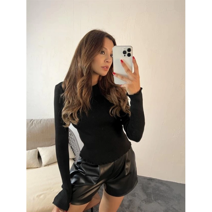 3068 ETEĞİ FIRFIRLI KAZAK-SİYAH