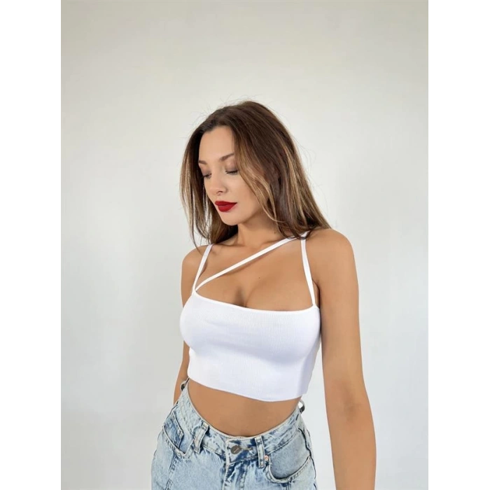 3808 TRİKO İNCE CAPRAZ ASKILI ATLET-BEYAZ