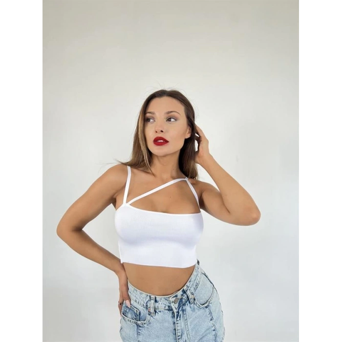 3808 TRİKO İNCE CAPRAZ ASKILI ATLET-BEYAZ