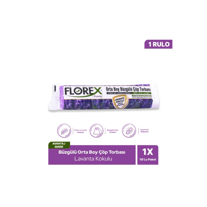 Orta Boy Büzgülü Çöp Torbası Lavanta