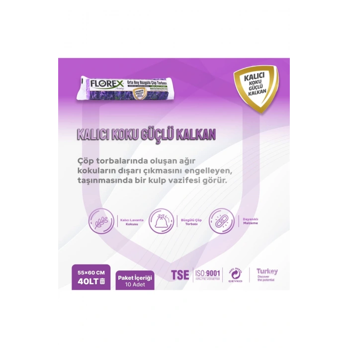 Orta Boy Büzgülü Çöp Torbası Lavanta