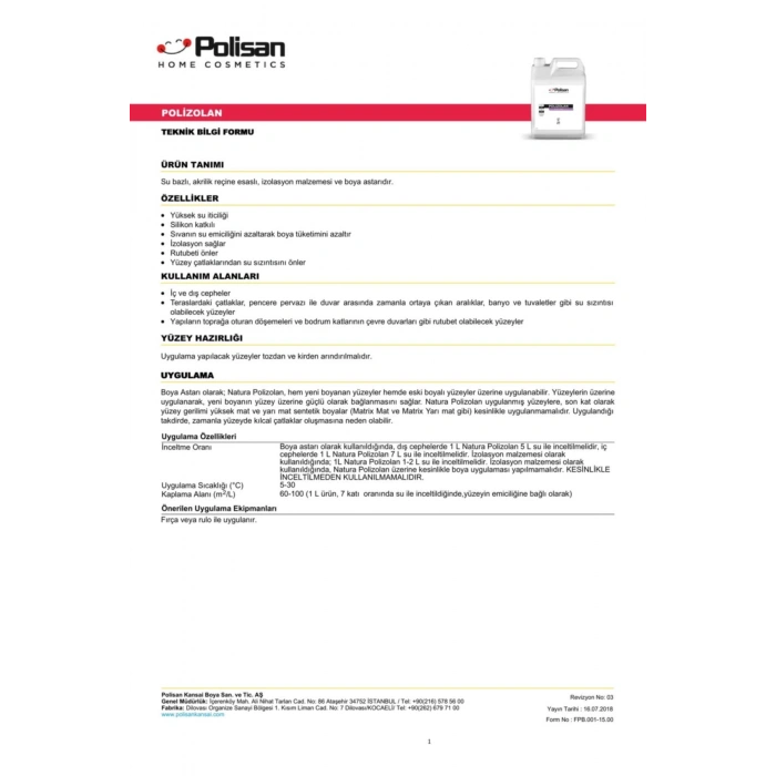 Polizolan Iç Ve Dış Cephe Astar 2,5 Lt.