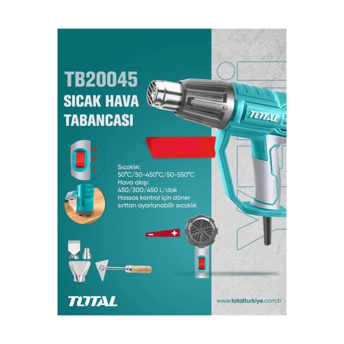 Sıcak Hava Tabancası 2000 W Ayarlanabilir Sıcaklık Yüksek Kalite Tb20045 Elits Hırdavat