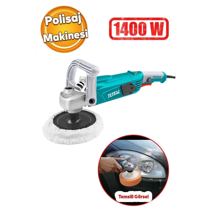 Total TP1141806 Polisaj Makinesi Elektrikli Kablolu 180 mm 1400 W Far Parlatma Pasta Cila Kaporta