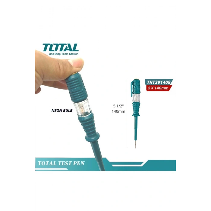 Kontrol Kalemi 140 mm Elektrik Priz Faz Voltaj Kontrol Tornavidası Düz Uçlu THT291408