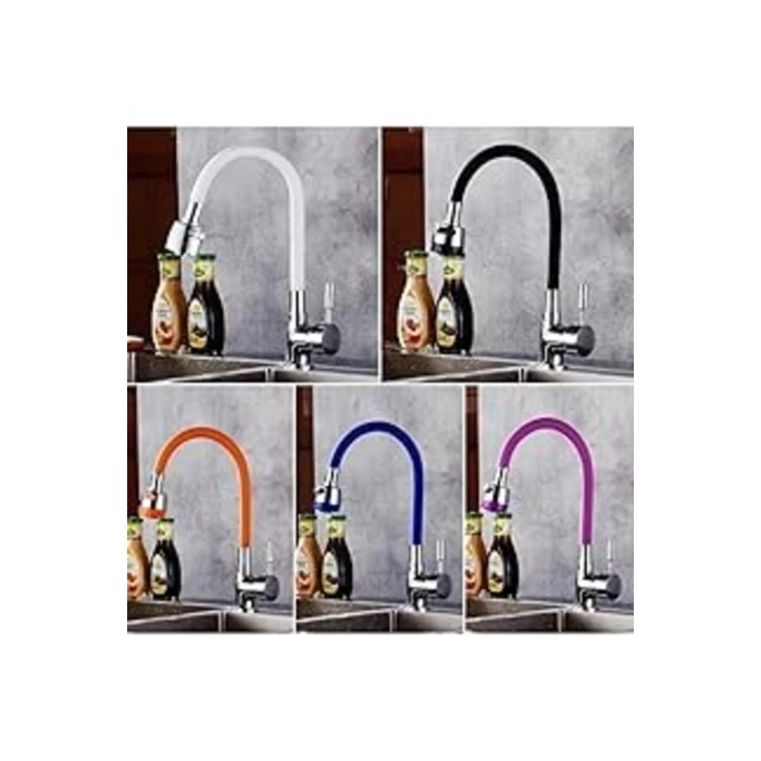 Oynar Başlıklı Spiral Renkli Kubar Bo, Mutfak Esnek Musluk Borusu Silikon Musluk Başlığı