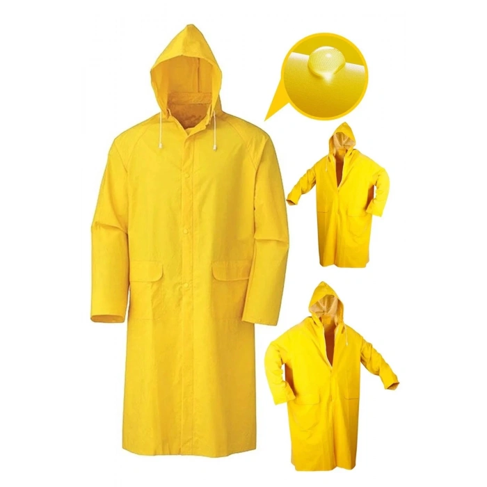 Unisex Sarı Pvc Yağmurluk Xxl Çıtçıtlı Model Kalın