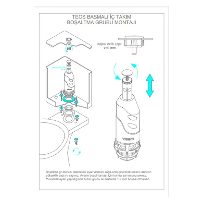 Teos Basmalı İç Takım Klozet Rezervuar İç Takımı -- Klozet Üstü Rezervuar İç Takımı