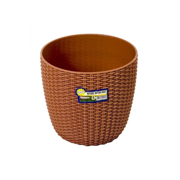Rattan Desenli Saksı No 1 Çiçek Saksısı.