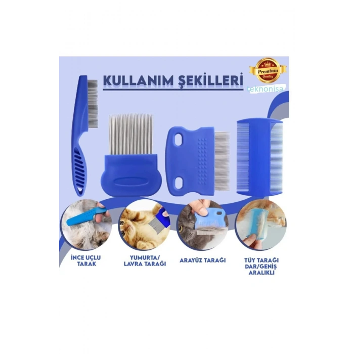 4lü Kedi Köpek Bit Tarak Seti