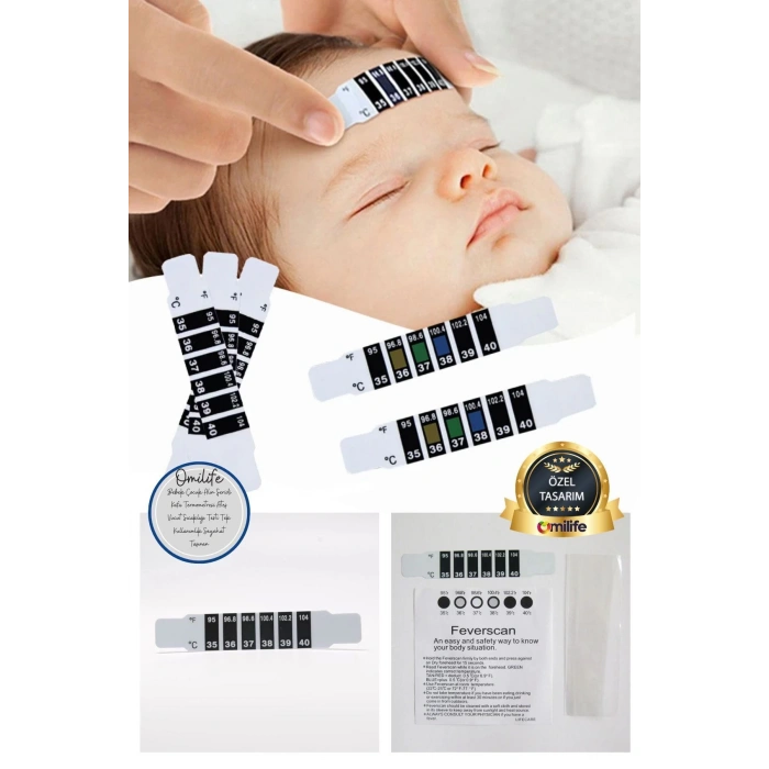 Bebek Çocuk Alın Şeridi Kafa Termometresi Ateş Vücut Sıcaklığı Testi Tek Kullanımlık Seyehat Taşınan