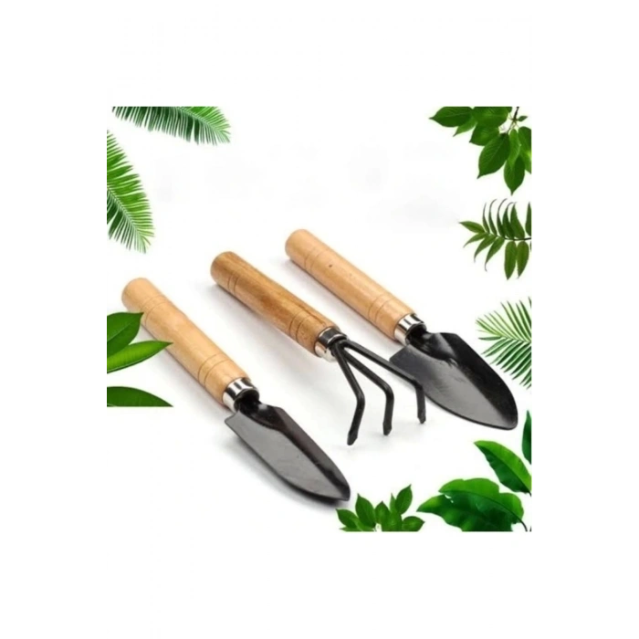 Mini Ahşap Hobi Bahçe Seti 3 Adet