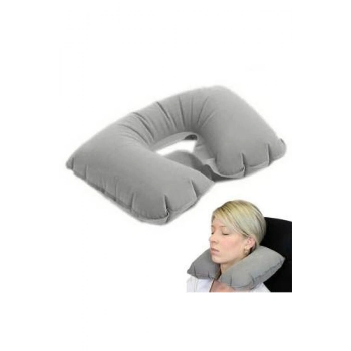 Şişme Seyahat Yastığı Gri Lacivert