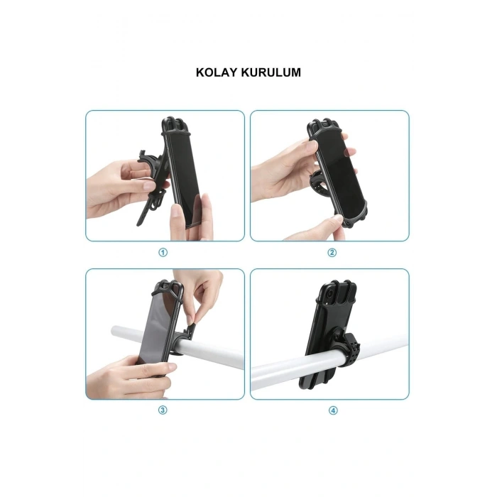Universal 360° Dönebilen Bisiklet Telefon Tutucu Esnek Tpu Silikon