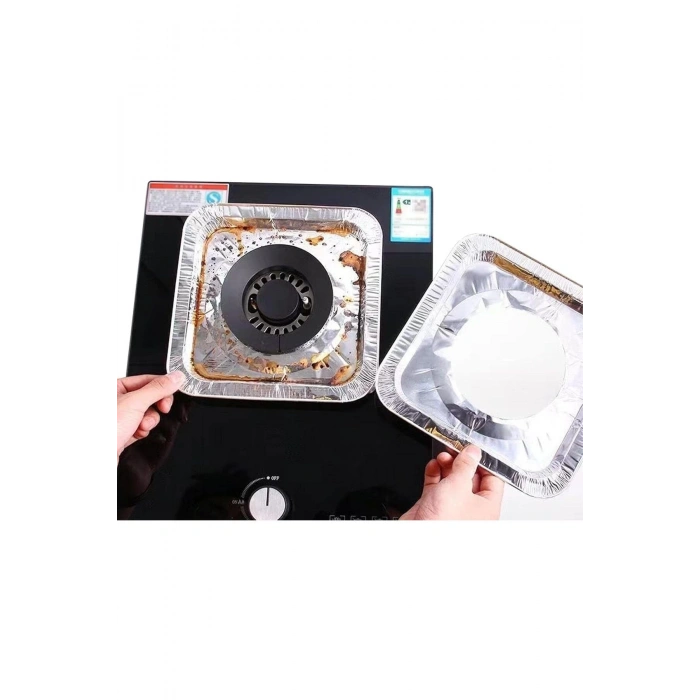 10 Adet Yeniden Kullanılabilir Kalın Alüminyum Folyo Ocak Fırın Gaz Kapağı Koruyucu Yağ Geçirmez