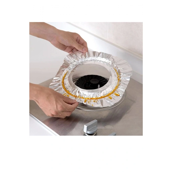 10 Adet Yeniden Kullanılabilir Kalın Alüminyum Folyo Ocak Fırın Gaz Kapağı Koruyucu Yağ Geçirmez