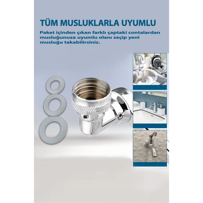 Robot Musluk Ucu 2 Püskürtme Özelliği Hijyen Filtreli Mutfak Banyo Lavabo Musluğu Oynar Başlıklı