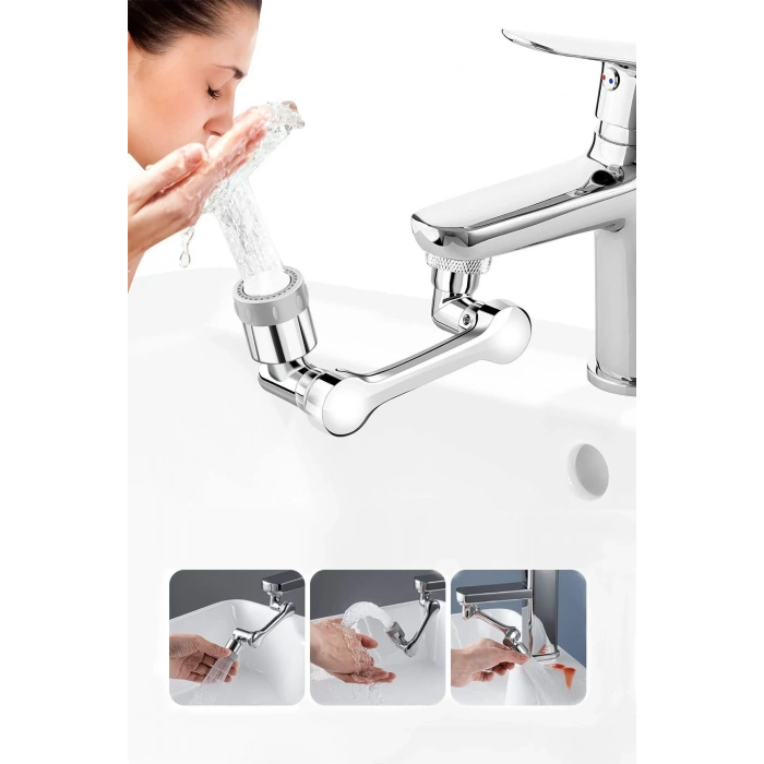 Robot Musluk Ucu 2 Püskürtme Özelliği Hijyen Filtreli Mutfak Banyo Lavabo Musluğu Oynar Başlıklı
