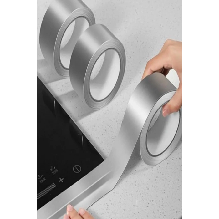 Alüminyum Kendinden Yapışkanlı Su Sızdırmaz Yanmaz Bant Baca Tamir Bandı Ocak Kenarı Tezgah Bant 5mt