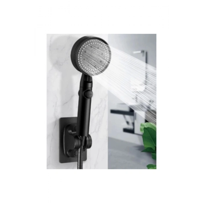 Yapışkanlı Duş Başlığı Tutucu Ayarlı Siyah