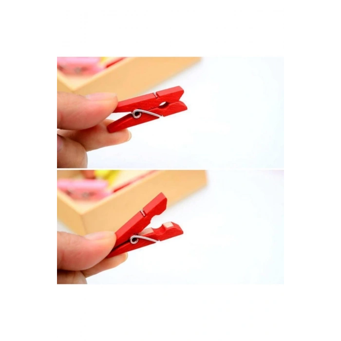 100 Adet Karışık Renk Ahşap Minik Renkli Mandal Fotoğraf Asmalık Dekoratif Kağıt Tutucu Mini Mandal