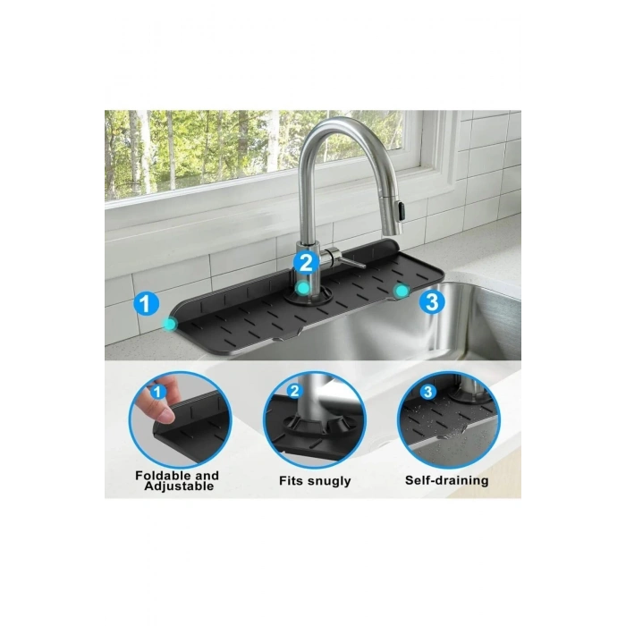 Premium Kalite Evye Mutfak Lavabo Bataryası Musluk Altı Su Emici Matı Su Sızdırmaz Önleyici Mat