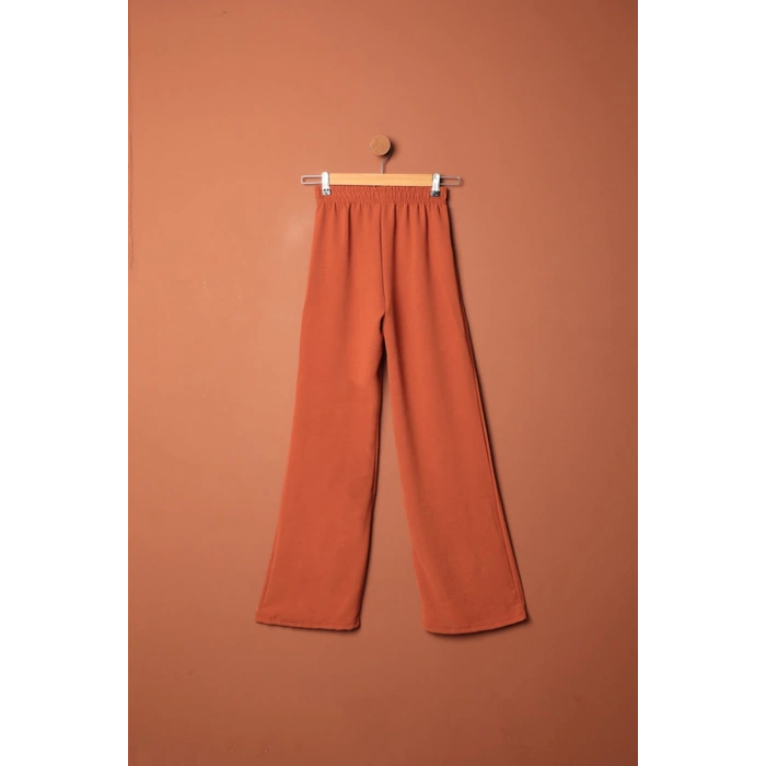 Aerobin Kumaş Bol Paça Kadın Pantolon-Kiremit