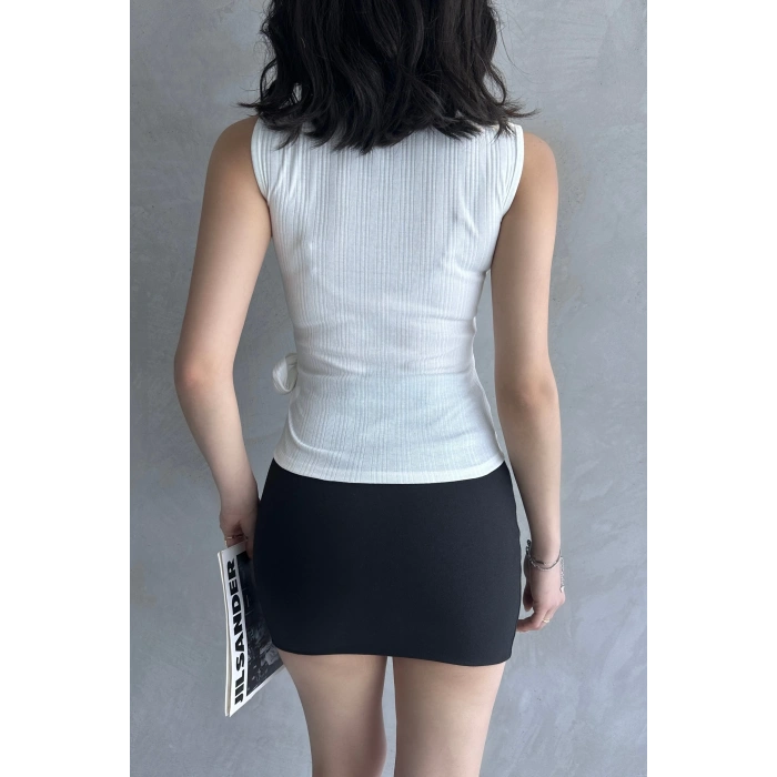 Askılı Önü Kruvaze Bağlamalı Bluz