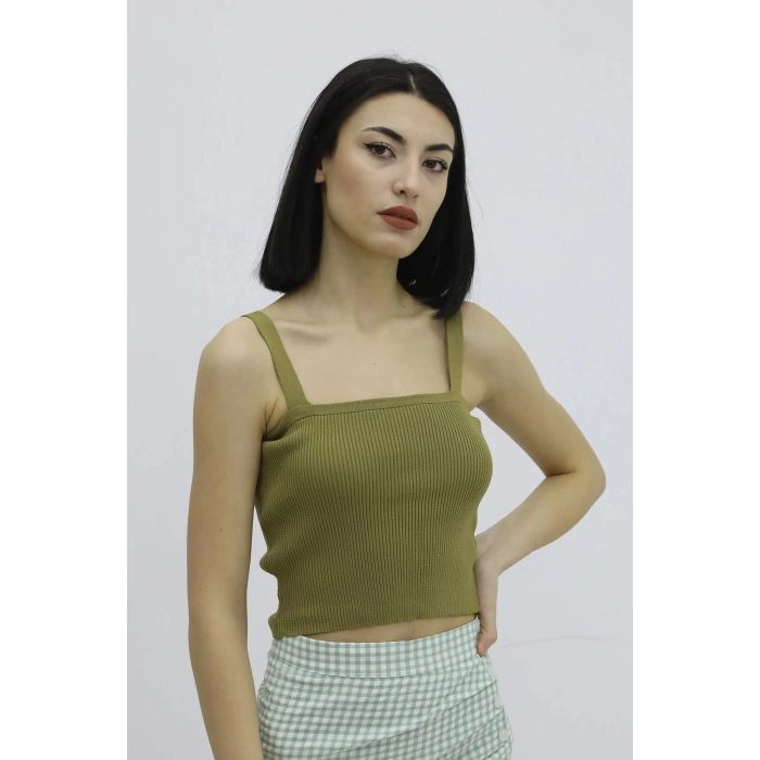 Askılı Triko Büstiyer Haki - P-019917