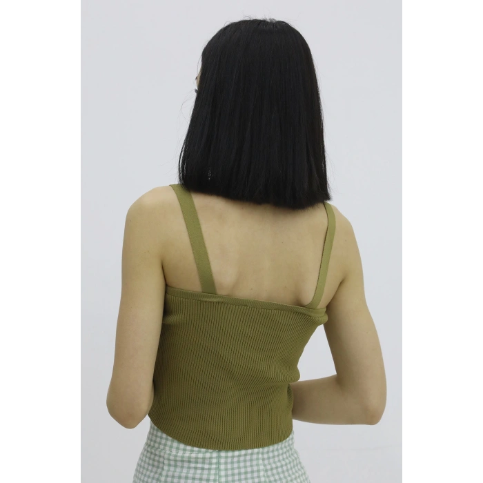 Askılı Triko Büstiyer Haki - P-019917