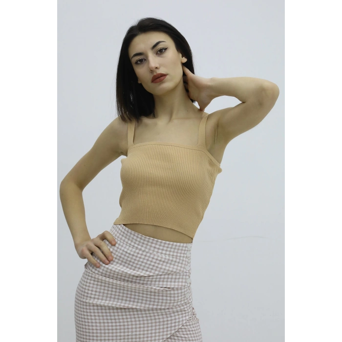 Askılı Triko Büstiyer Vizon - P-019917