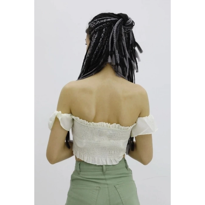 Balon Kol Lastikli Büstiyer Ekru - P-019964