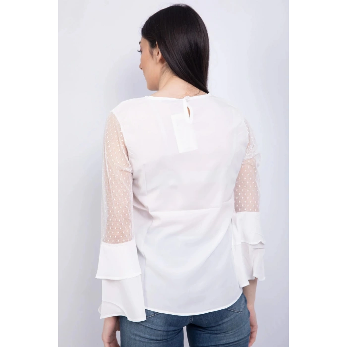 Bisiklet Yaka Bluz Ekru - P-018626