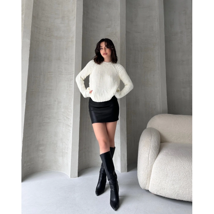 Bisiklet Yaka Selanik Örgü Triko Kazak