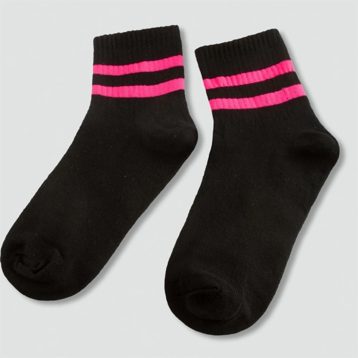 Çizgili Kolej Çorap 8*28 - Siyah