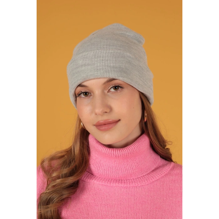 Düz Kadın Açık Gri Bere