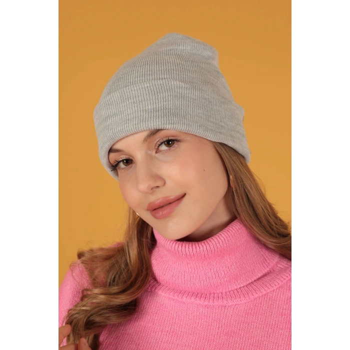 Düz Kadın Açık Gri Bere