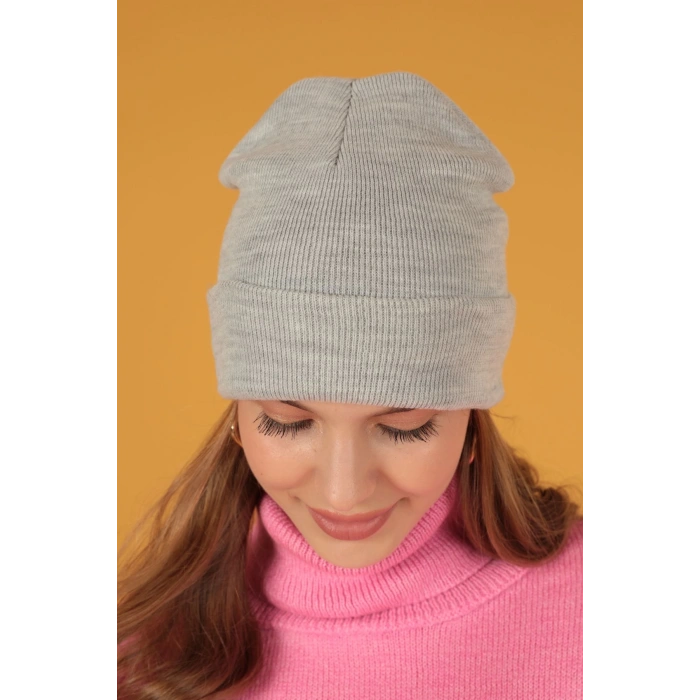 Düz Kadın Açık Gri Bere