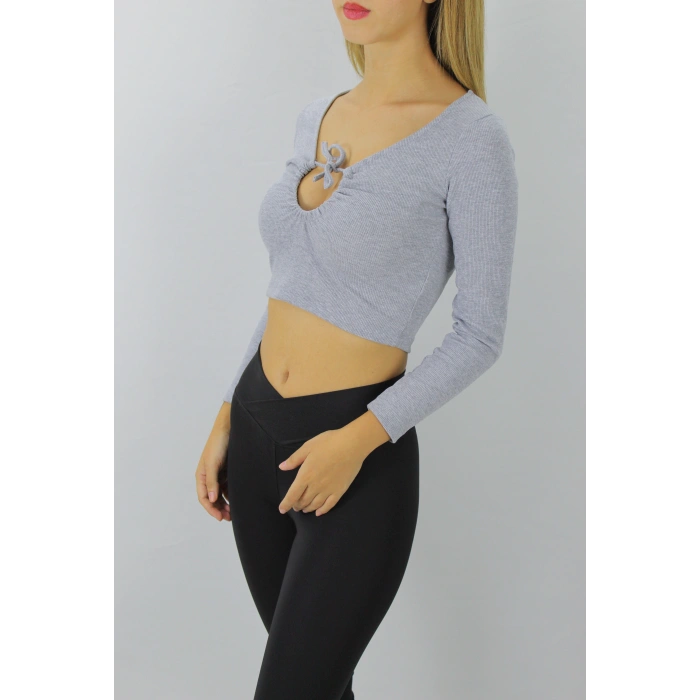 Gitilli Dekolteli Bluz Gri - 98797