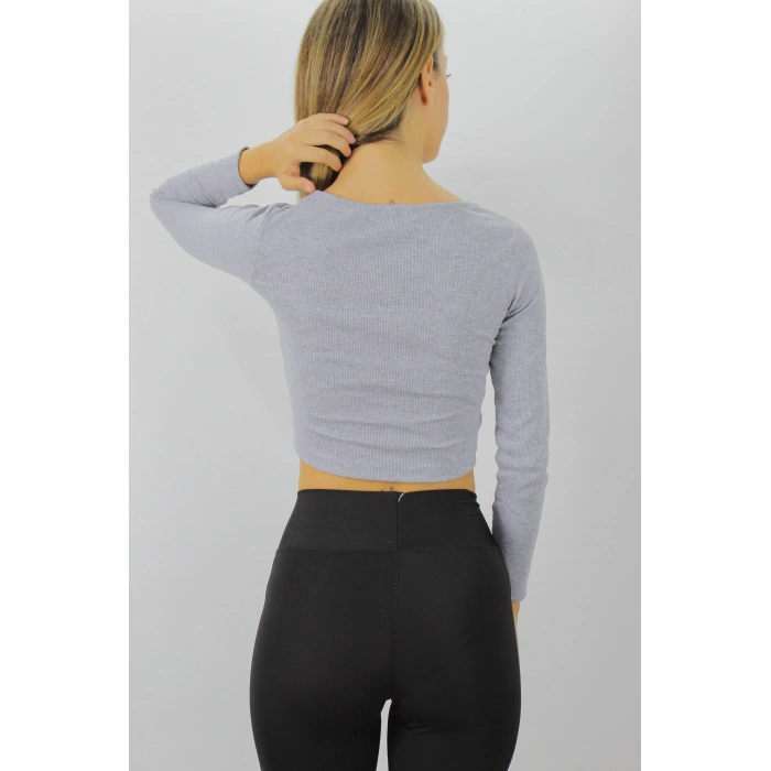 Gitilli Dekolteli Bluz Gri - 98797