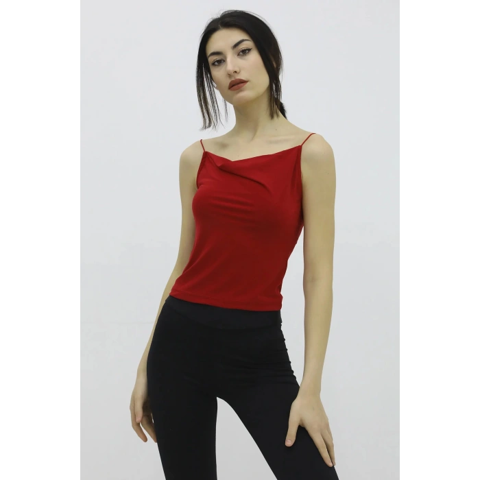 İp Askılı Bluz Kırmızı - P-019894