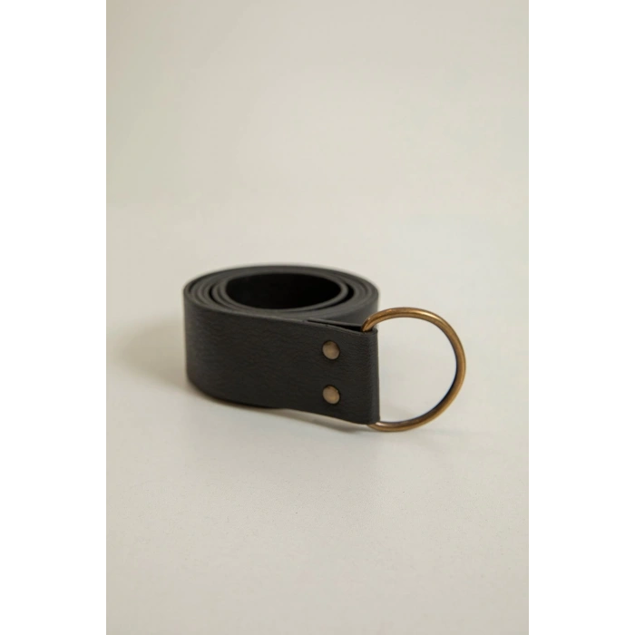 Küçük Oval Tokalı Kadın Kemer-Siyah