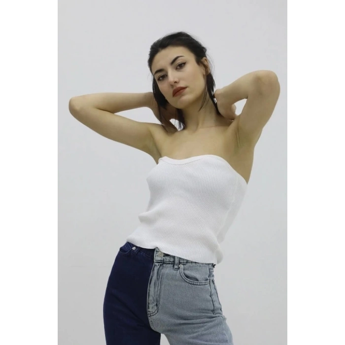 Likralı Triko Büstiyer Ekru - P-019895