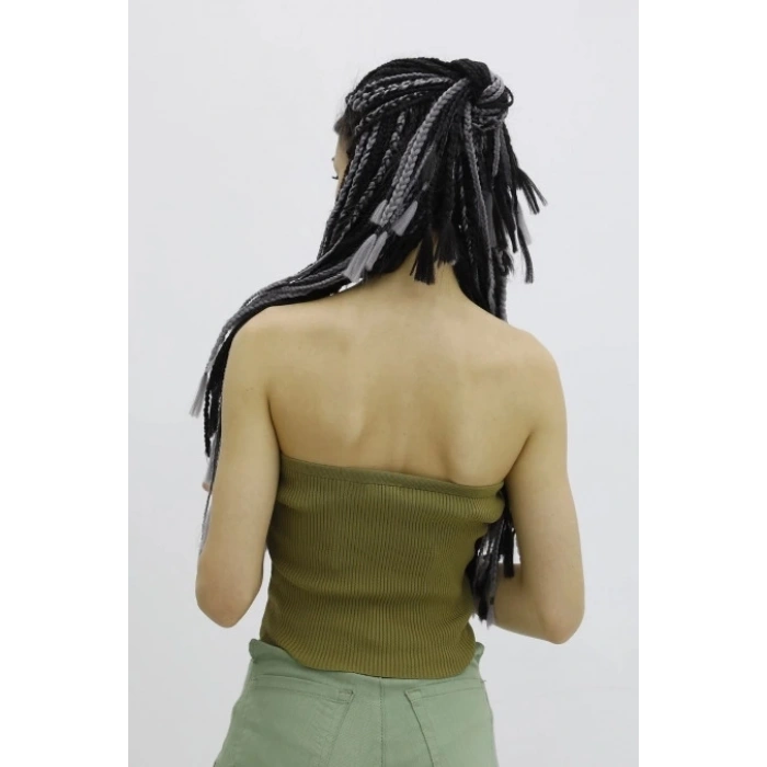 Likralı Triko Büstiyer Haki - P-019895